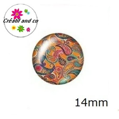 X2 cabochons motif mandala 14mm