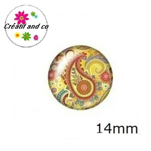 X2 cabochons motif mandala 14mm