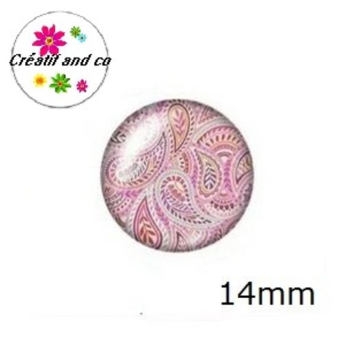 X2 cabochons motif mandala 14mm