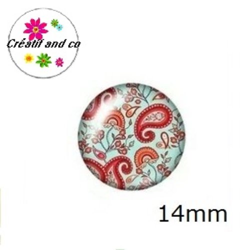 X2 cabochons motif mandala 14mm