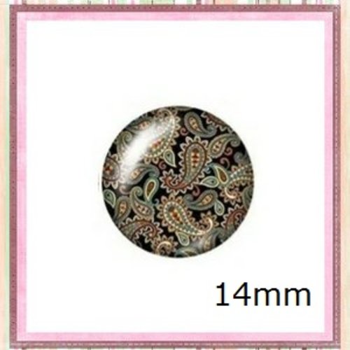 X2 cabochons motif mandala 14mm