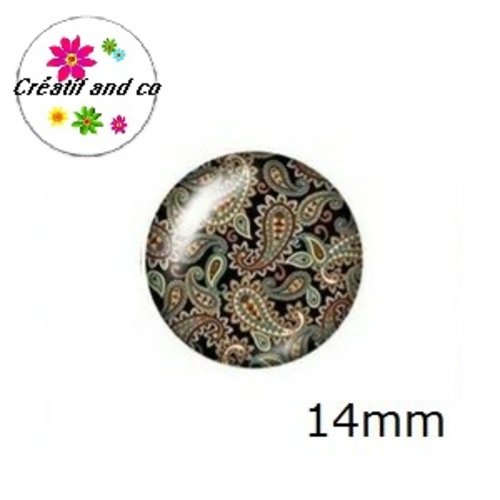 X2 cabochons motif mandala 14mm