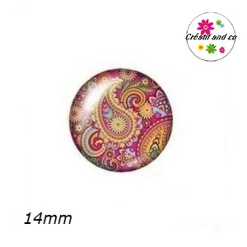 X2 cabochons motif mandala 14mm