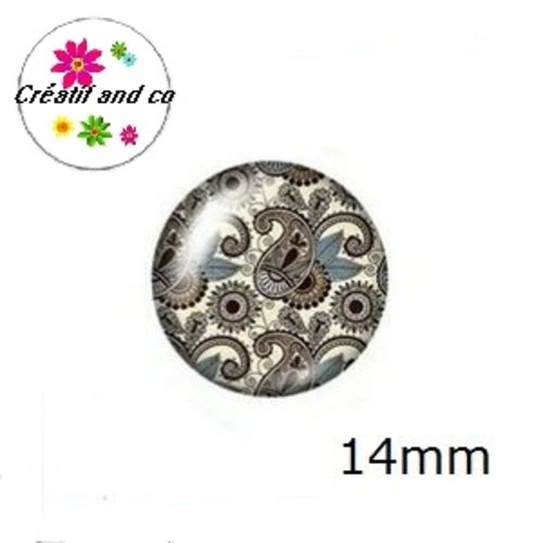 X2 cabochons motif mandala 14mm