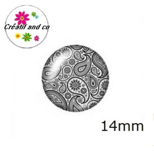 X2 cabochons motif mandala 14mm