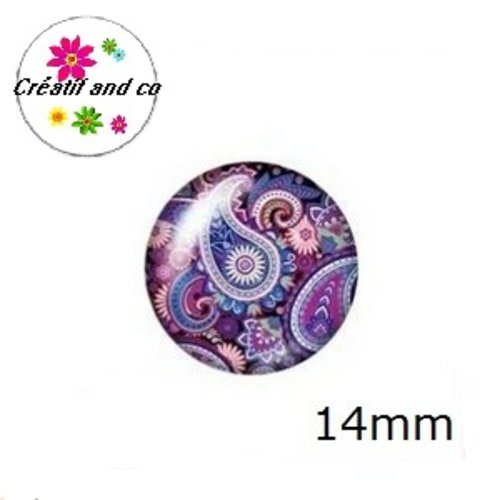 X2 cabochons motif mandala 14mm