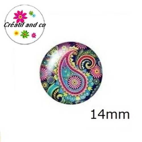 X2 cabochons motif mandala 14mm