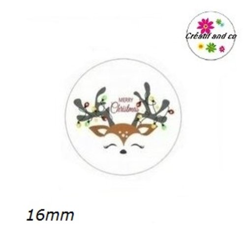 X2 cabochons cerf 16mm