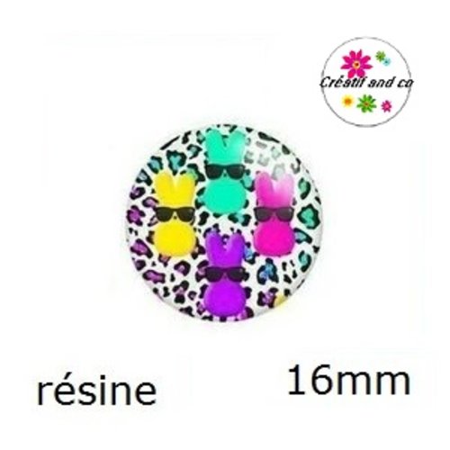 X2 cabochons coloré résine 16mm