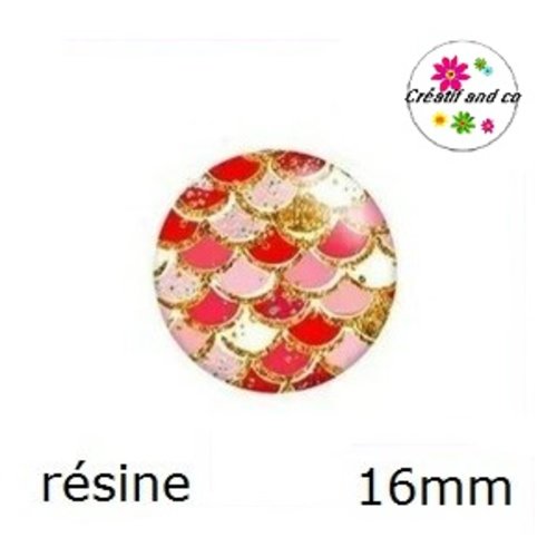 X2 cabochons coloré résine 16mm