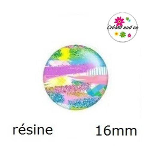 X2 cabochons coloré résine 16mm