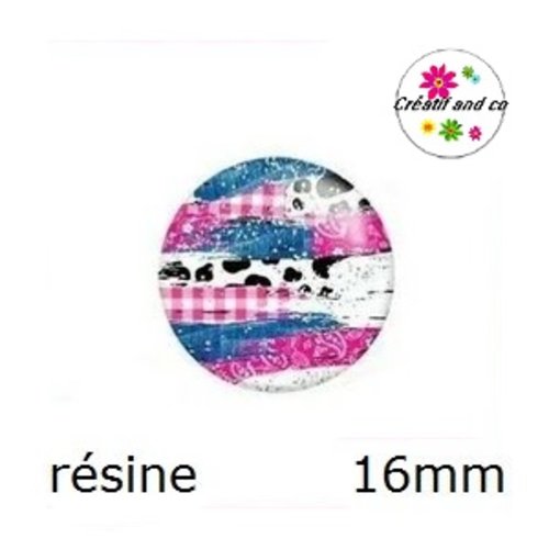 X2 cabochons coloré résine 16mm