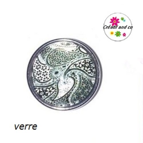 Bouton pression à motif mandala noir et blanc