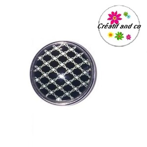 Bouton pression à motif noir et blanc