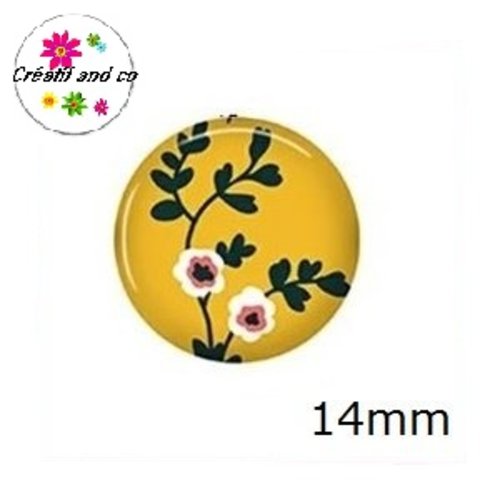 X2 cabochons fleuris 14mm