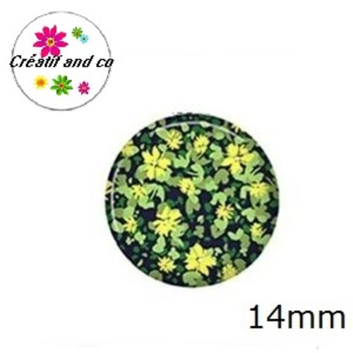 X2 cabochons fleuris 14mm
