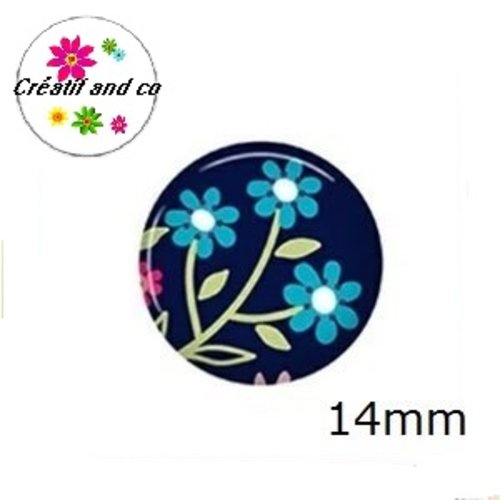 X2 cabochons fleuris 14mm