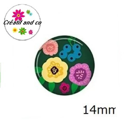 X2 cabochons fleuris 14mm