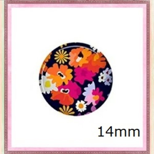 X2 cabochons fleuris 14mm