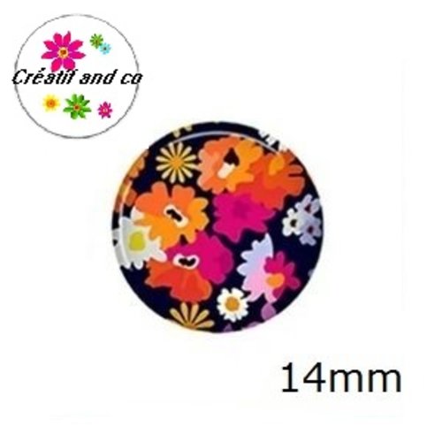X2 cabochons fleuris 14mm