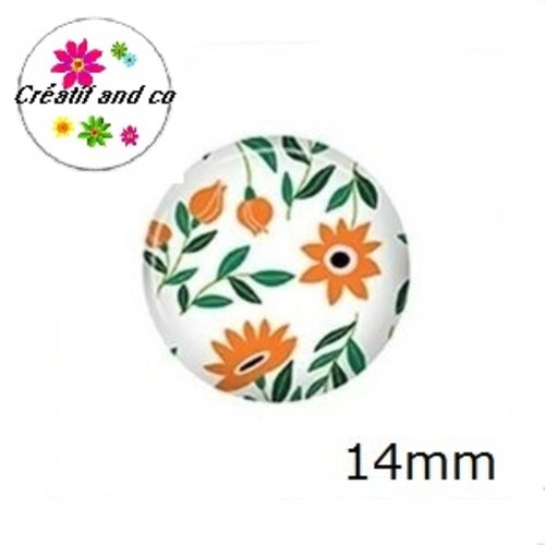 X2 cabochons fleuris 14mm