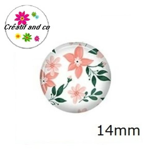 X2 cabochons fleuris 14mm