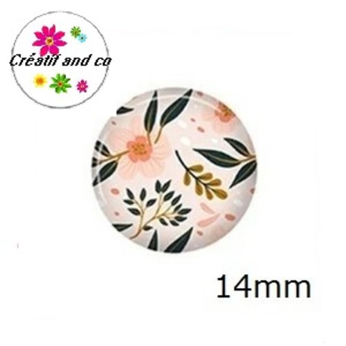 X2 cabochons fleuris 14mm