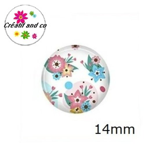 X2 cabochons fleuris 14mm