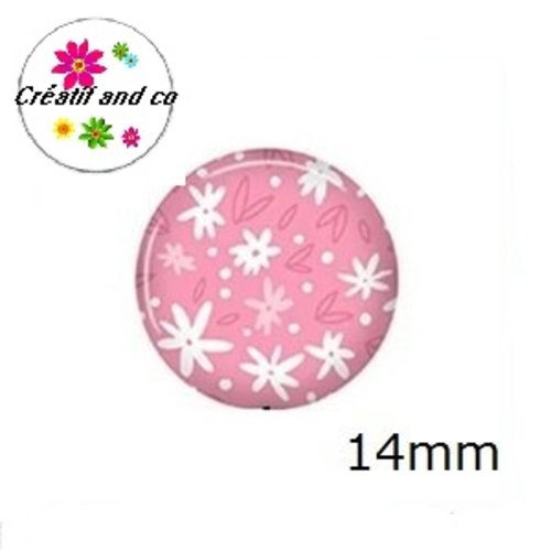 X2 cabochons fleuris 14mm