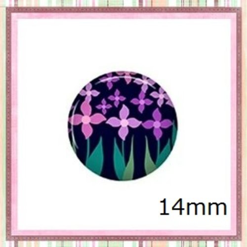 X2 cabochons fleuris 14mm