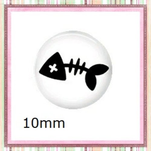 X2 cabochons squelette poisson 10mm