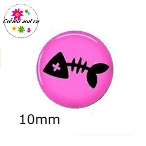 X2 cabochons squelette poisson 10mm