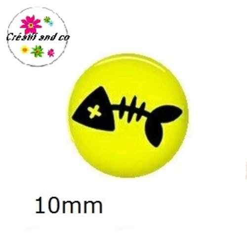 X2 cabochons squelette poisson 10mm