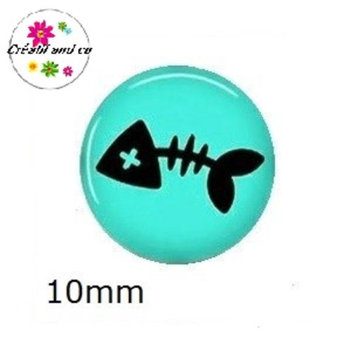 X2 cabochons squelette poisson 10mm