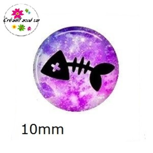 X2 cabochons squelette poisson 10mm