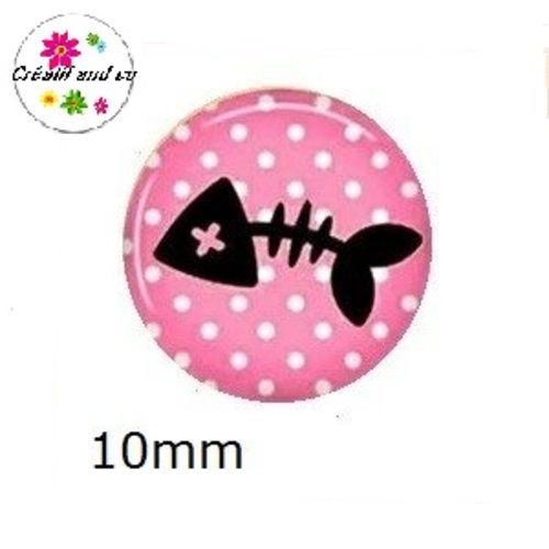 X2 cabochons squelette poisson 10mm