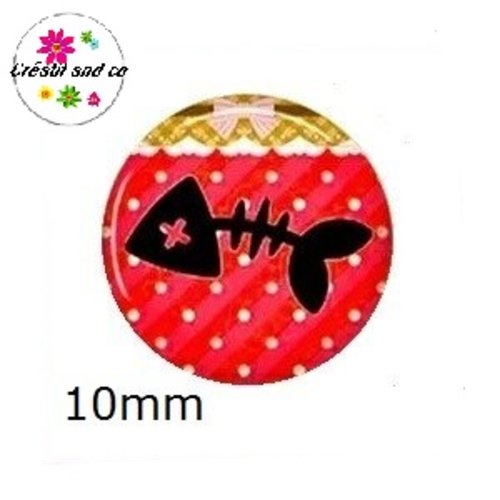 X2 cabochons squelette poisson 10mm