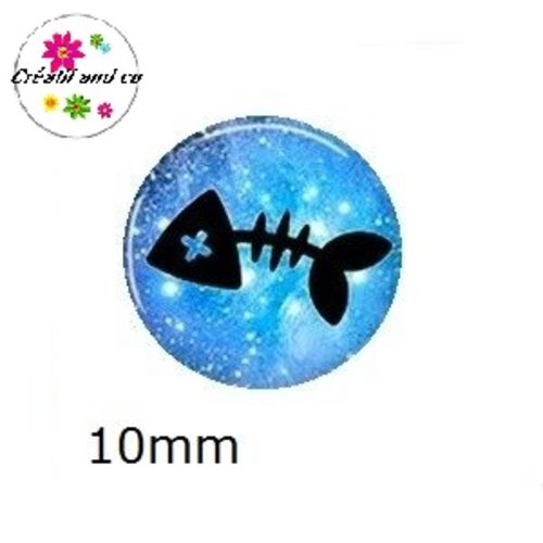 X2 cabochons squelette poisson 10mm