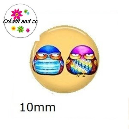X2 cabochons hibou 10mm