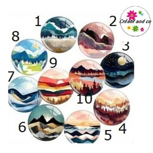 X2 cabochons paysage 16mm
