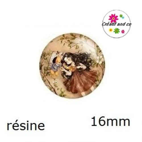 X2 cabochons fille résine 16mm