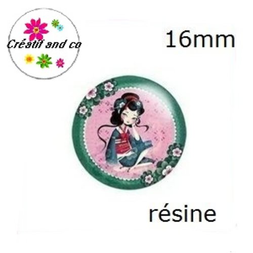X2 cabochons fille et son kimono résine 16mm