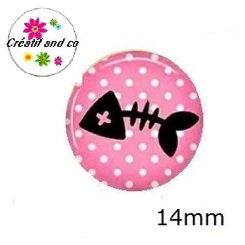 X2 cabochons squelette poisson 14mm