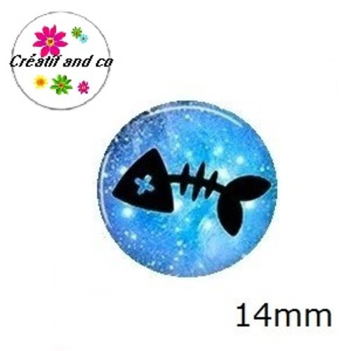 X2 cabochons squelette poisson 14mm