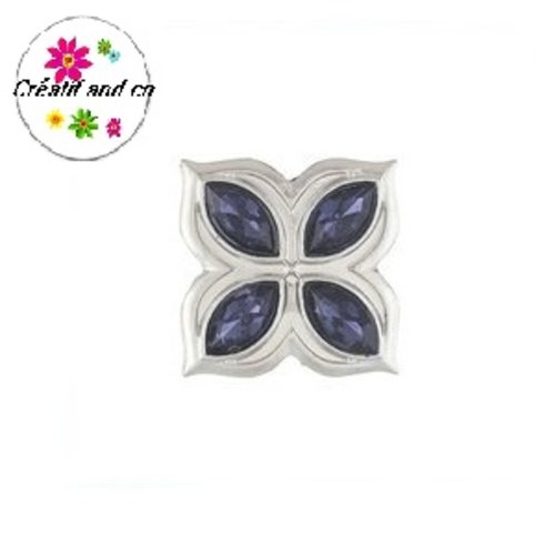 Bouton pression métal et cabochon strass