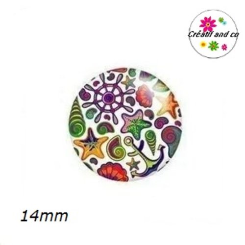 X2 cabochons coquillages 14mm