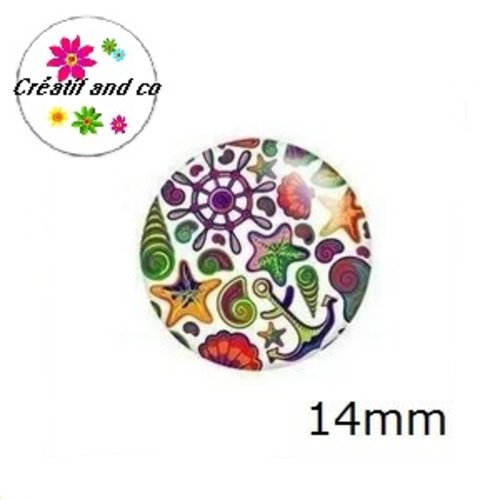 X2 cabochons coquillages 14mm