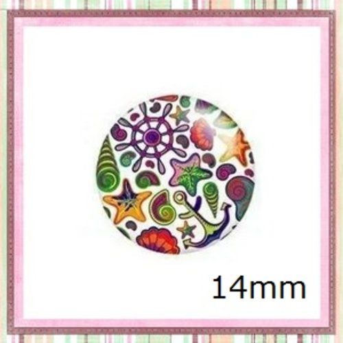 X2 cabochons coquillages 14mm