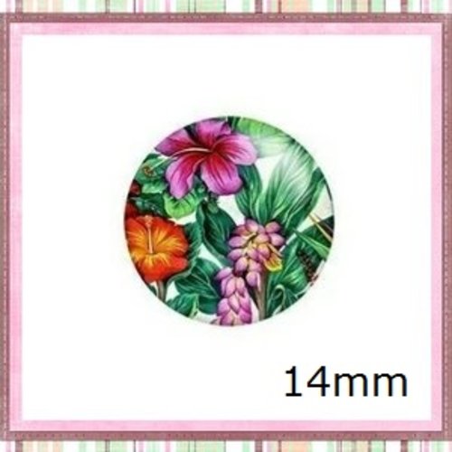 X2 cabochons fleuris 14mm