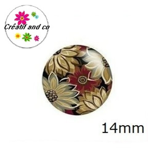 X2 cabochons fleuris 14mm